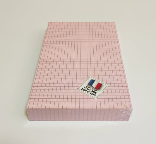 Ref: B7513R - Fiches Bristol Rose 75x125 quadrillées 5*5 (100 fiches)